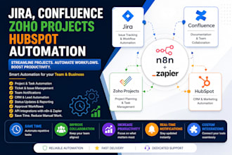 do n8n jira confluence zoho projects hubspot automation project management