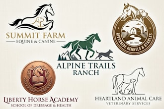 design professional horse equine equestrian farm animal dog logo