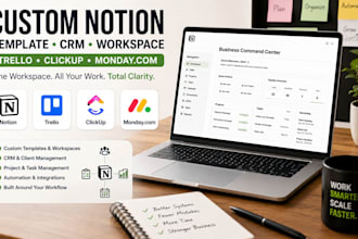 custom notion template notion CRM notion workspace trello click up monday com