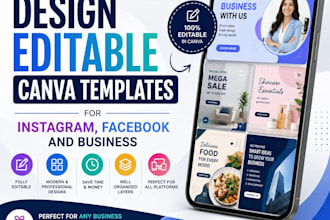 design editable canva templates for instagram, facebook and business
