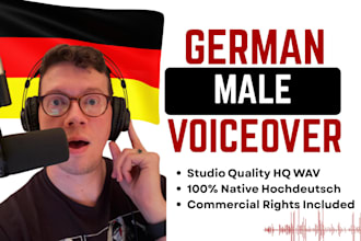 record a high quality deep german male voice over for narration or commercials
