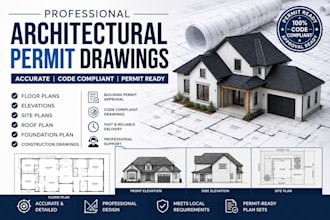 draw architectural permit plans, floor plans, for building permit approval