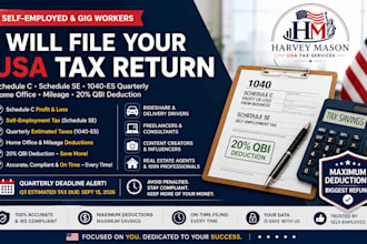 file your US self employed 1099 tax return, schedule c, se tax and quarterly es