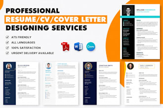 professional CV and resume design in ms word and canva