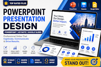 powerpoint presentation design, keynote, google slides and business slide decks