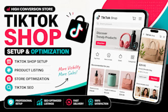 setup tiktok shop, tik tok product listing, store optimization and tik tok seo