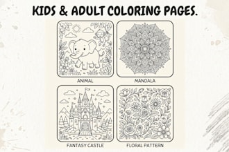 illustrate a coloring book with custom line art in 24 hr