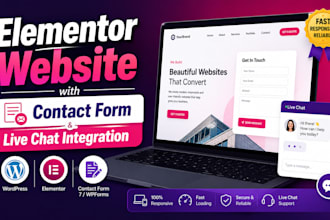 design elementor website with contact form and live chat setup