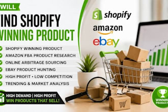 find shopify winning product, amazon fba online arbitage, ebay product hunting