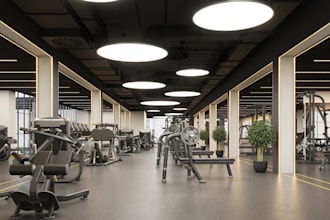 renovate 3d workout studio,egym interior layout,fitness center render,cgi lounge
