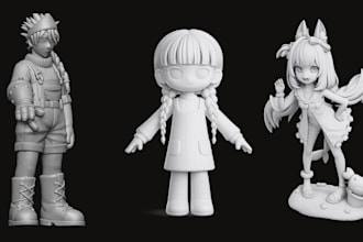 do 3d anime model, blind box ip 3d toy model, vtuber action figure, vriod 3dstl