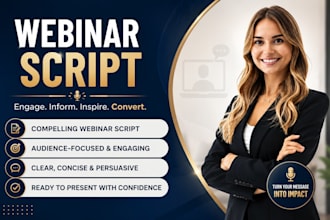 write a webinar script, sales webinar funnel, and presentation script