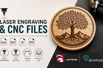 create laser engraving, cnc files, svg, dxf, lighttburn, glowfurge