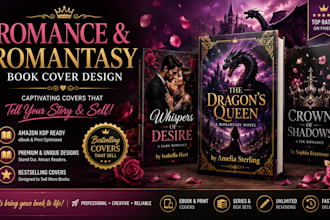 design romance, dark romance, romantasy book cover for amazon KDP
