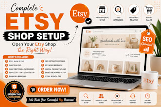 do a complete etsy shop setup with SEO and branding