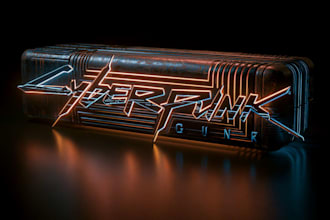 draw a cool typography logo cyberpunk or mecha futuristic