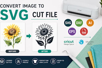 convert image to circuit svg, silhouette svg, layered cut file, dxf ai