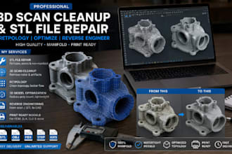 fix stl file, 3d scan to cad model, mesh repair, obj 3d models reverse engineer
