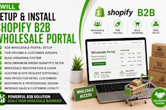 setup install shopify b2b wholesale portal tier pricing bulk ordering moq