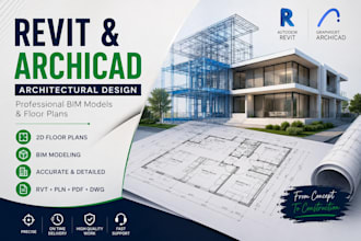 create revit bim models, archicad sketches, floor plans and diagrams