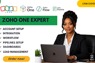 setup zoho CRM, zoho one, books and work flow automation