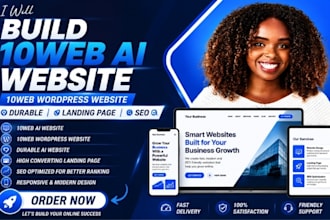 build 10web ai website, 10web wordpress website, durable, landing page, seo