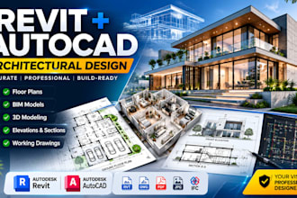 create revit architectural floor plans, 3d bim model and autocad drawings