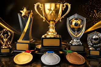 custom 3d trophy, award and medal design, stl to 3mf files for 3d printing