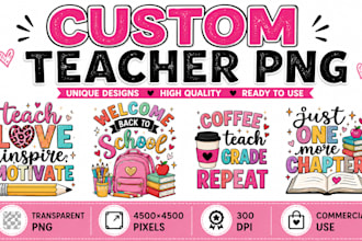 design custom teacher png and school typography