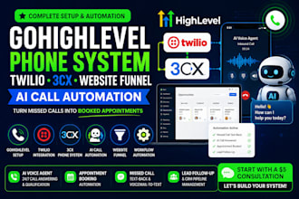 setup gohighlevel phone system twilio 3cx website funnel ai call automation