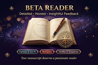 be your beta reader and provide detailed, honest feedback on your manuscript