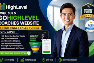 build gohighlevel coaches website highlevel high ticket sales funnel ghl