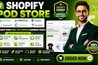 create shopify pod store with printify printful gelato teelaunch customcat tapst