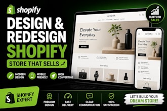 design or redesign shopify store, build shopify website, dropshipping store