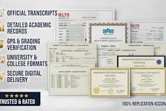 replicate any document, certificate, degree, ielts, school diploma, statement