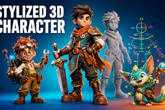 create stylized 3d game character modeling rigging and animation