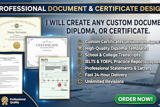 replicate any document, certificate, degree, ielts, school diploma, statement