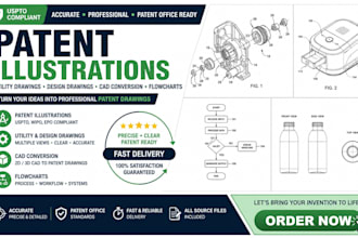 create patent illustrations utility design drawings cad conversion flowcharts
