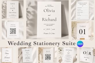 design wedding invitation and matching stationery suite