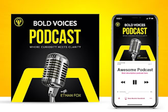 design a unique and professional podcast cover art or podcast logo