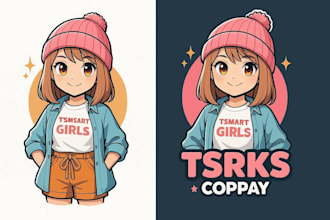 give a high quality t shart girls mascot logo design for your company
