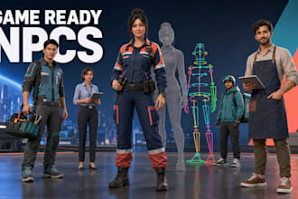 create game ready npc character models wwith textures and rigging