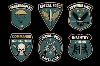 custom design military vintage retro badge hat patch sticker hipster logo
