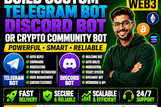 build custom telegram bot, discord bot, or crypto community bot for web3