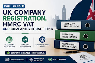 handle UK company registration, hmrc vat and companies house filing