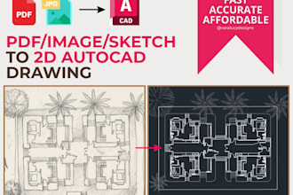 redraw your PDF, sketch, or blueprint into autocad dwg