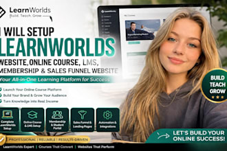 setup learnworlds website online course lms membership and sales funnel website