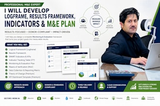 develop log frame results framework indicators and me plan