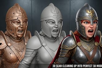 clean up 3d scan, repair mesh, fix stl file and optimize models for 3d printing