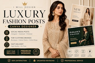 design luxury clothing brand social media posts in canva